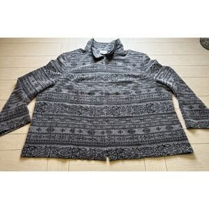 90s Fashion Bug Aztec Jacket Tapestry Southwestern Geometric‎ VTG Blk & Gray 4XL